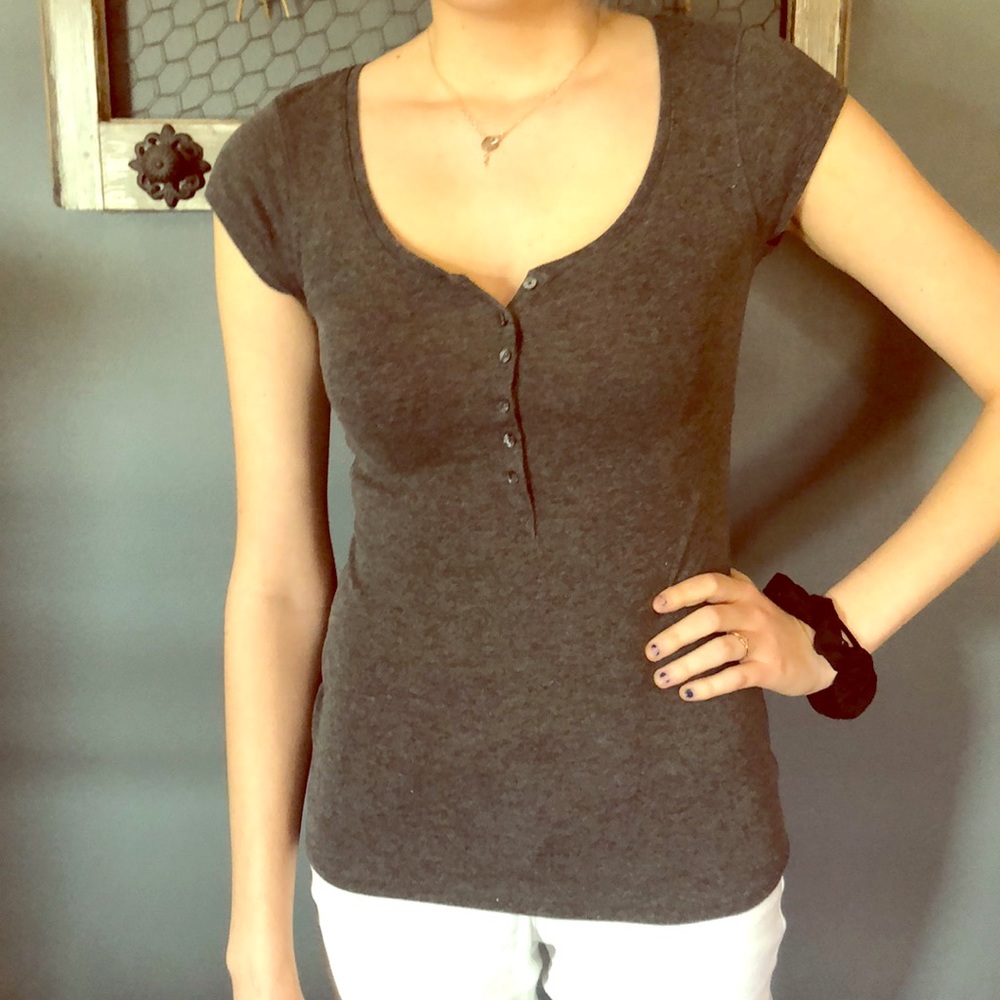 Gray top with buttons